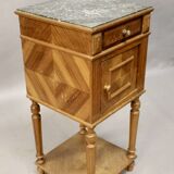 Antique bedside table with marble top and one drawer