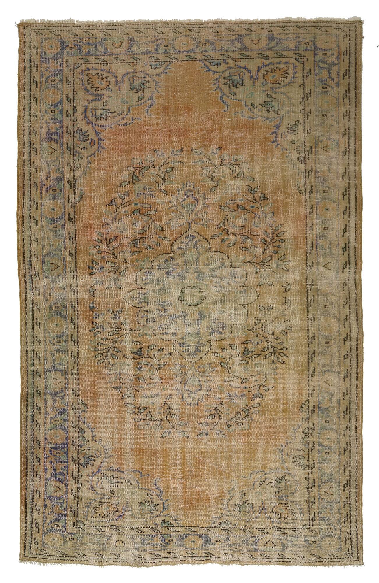 Turkish Anatolian Handmade Vintage Rug 278 cm x 182 cm