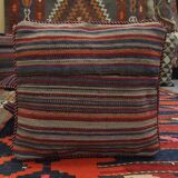 Bold Striped Wool Kilim Cushion Cover Handmade Scatter Pillow 35x35cm