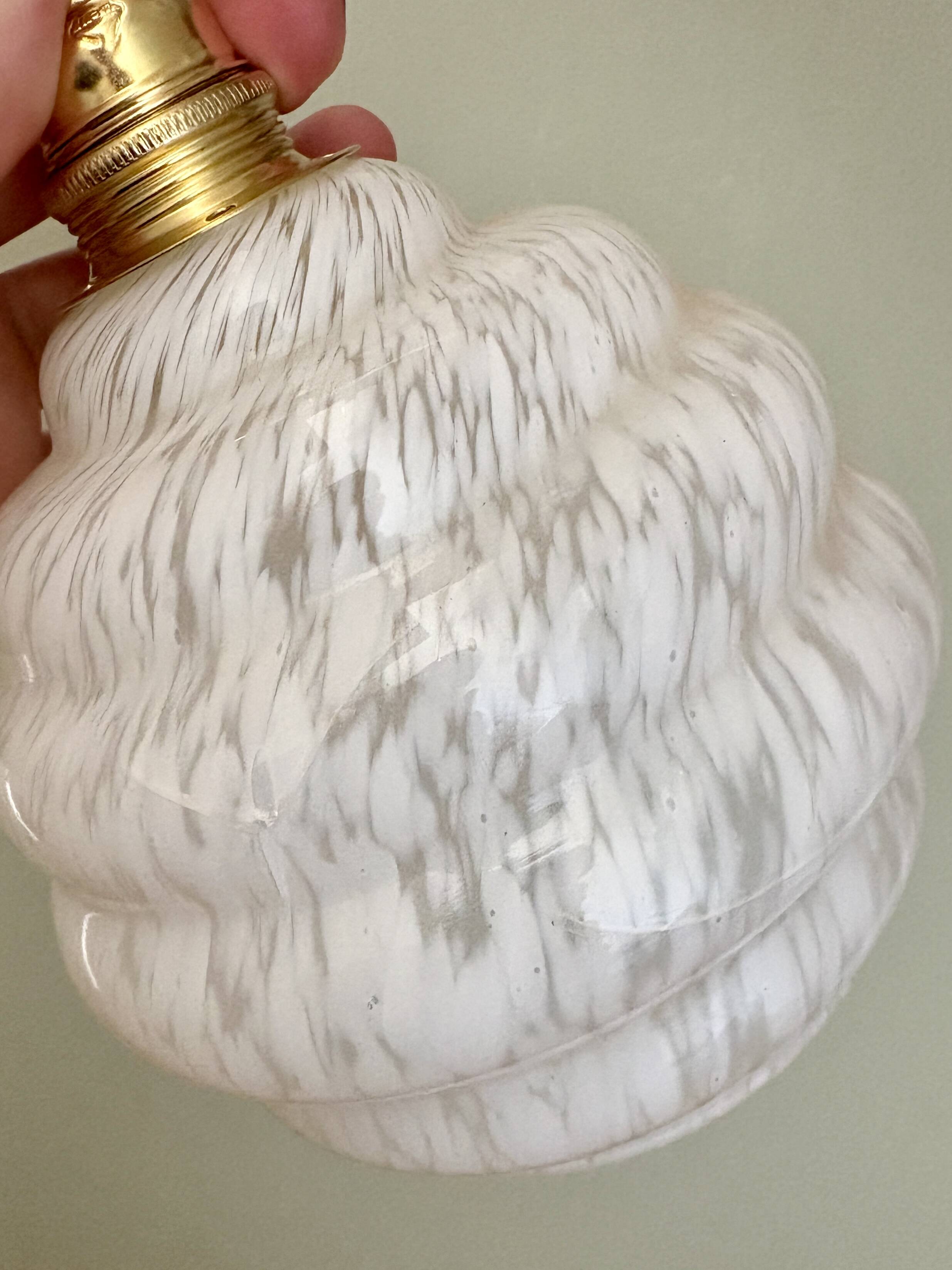 Vintage globe wall light in white Clichy glass