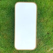 Large vintage rectangular wall mirror in gold anodized aluminum - 73 cm