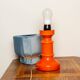 Orange and blue ceramic table lamp with velvet, Italy, 1960s