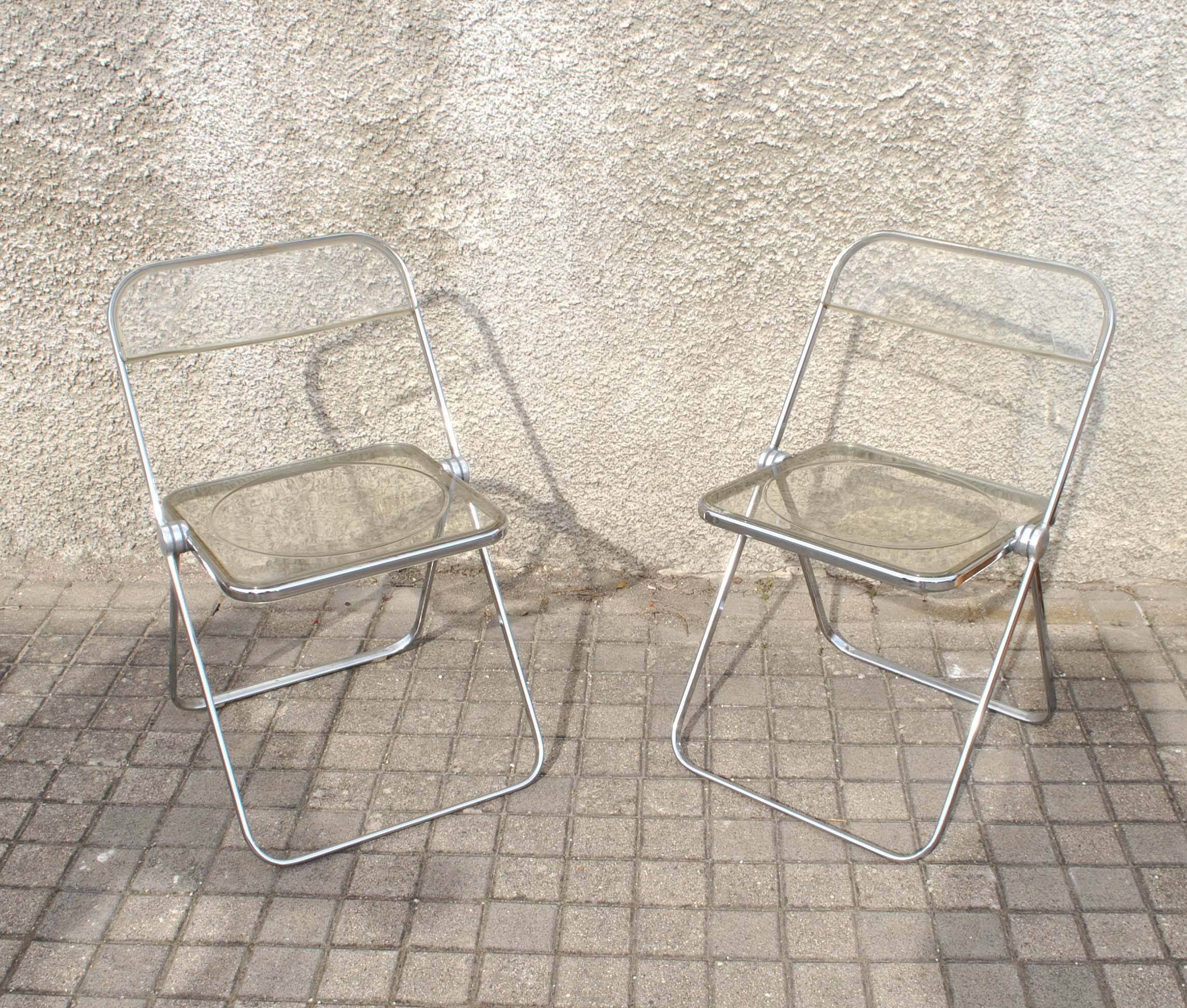 Set of 2 vintage DESIGN PLIA chairs by Giancarlo Piretti for Castelli Italy 1960s