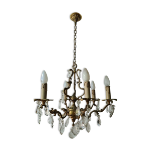Lustre en bronze à pampilles style
