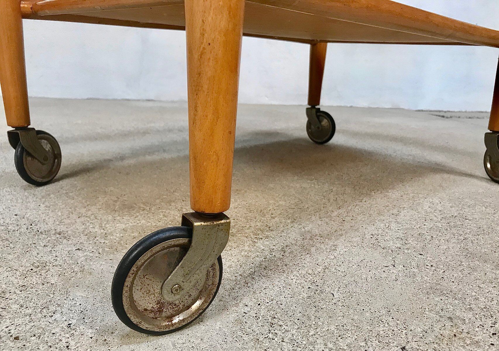 Mid-Century Modern Beech, Glass & Brass Serving Trolley, Germany 1950s