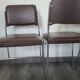 Lot de 4 chaises fauteuil en skaï marron année 1970