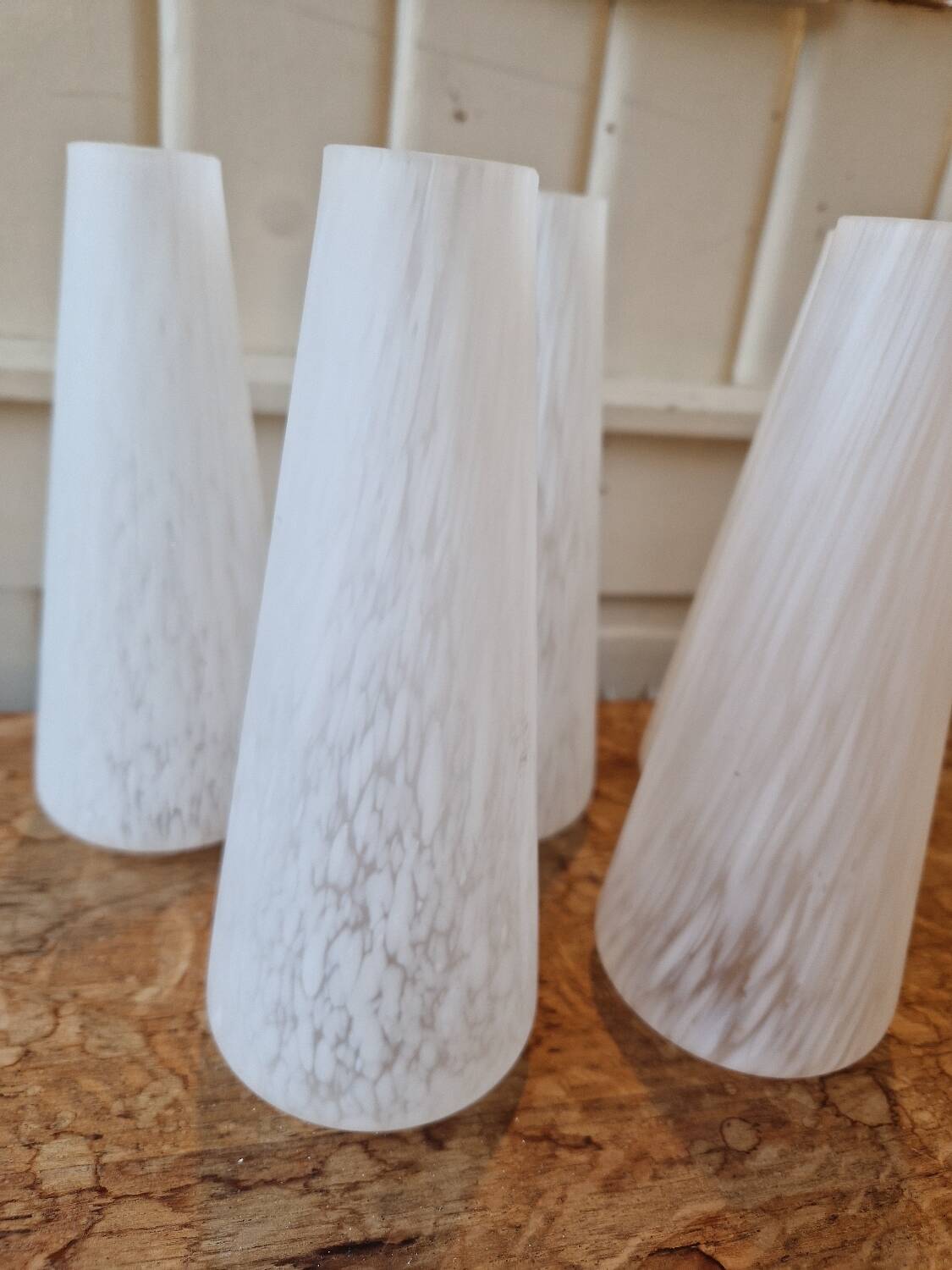 Set of 5 Opaline Tulips Clichy Speckled Glass