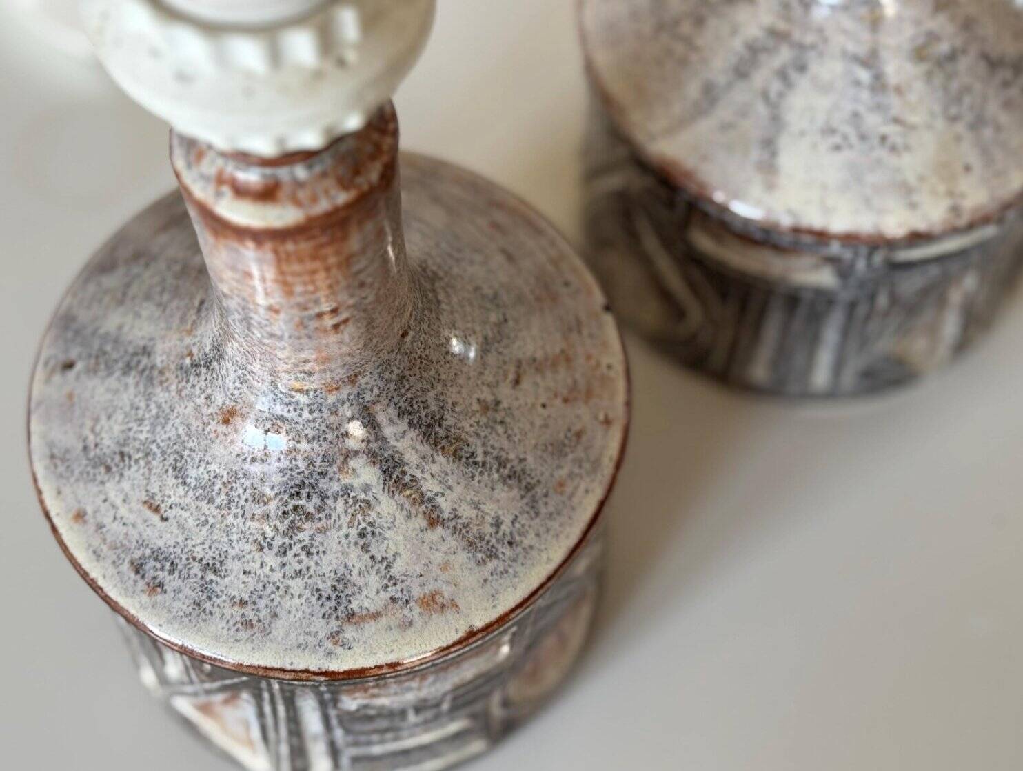 Vintage stoneware table lamps by Jette Hellerøe for Axella, 1960s, set of 2