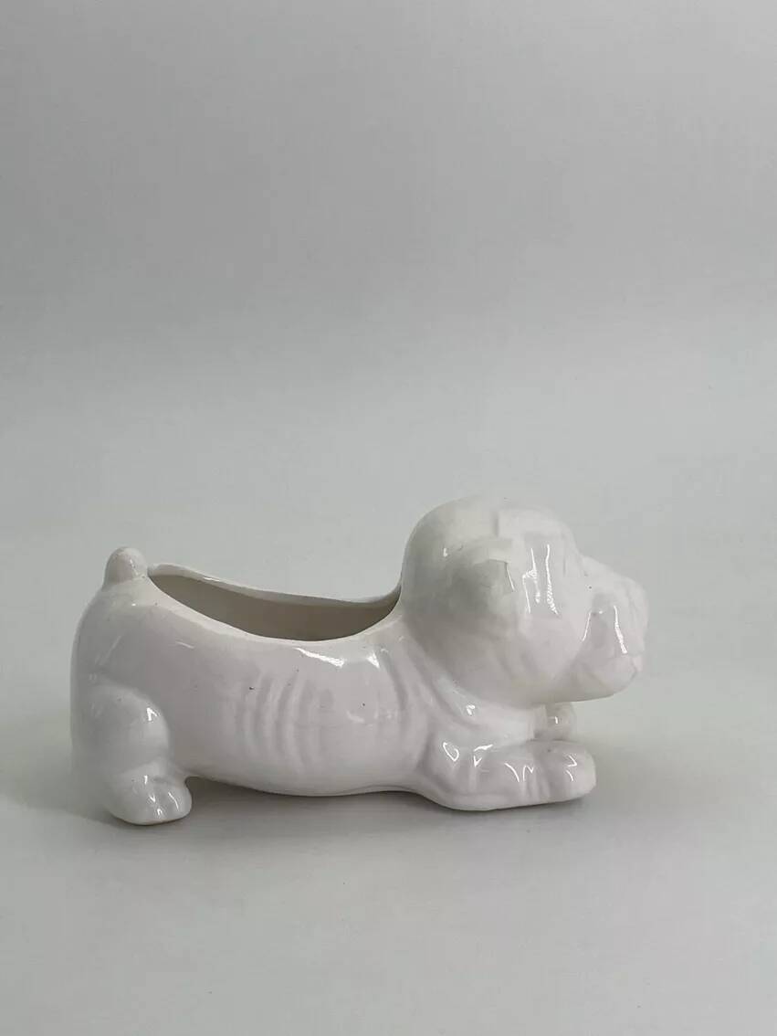 Ceramic dog-shaped planter