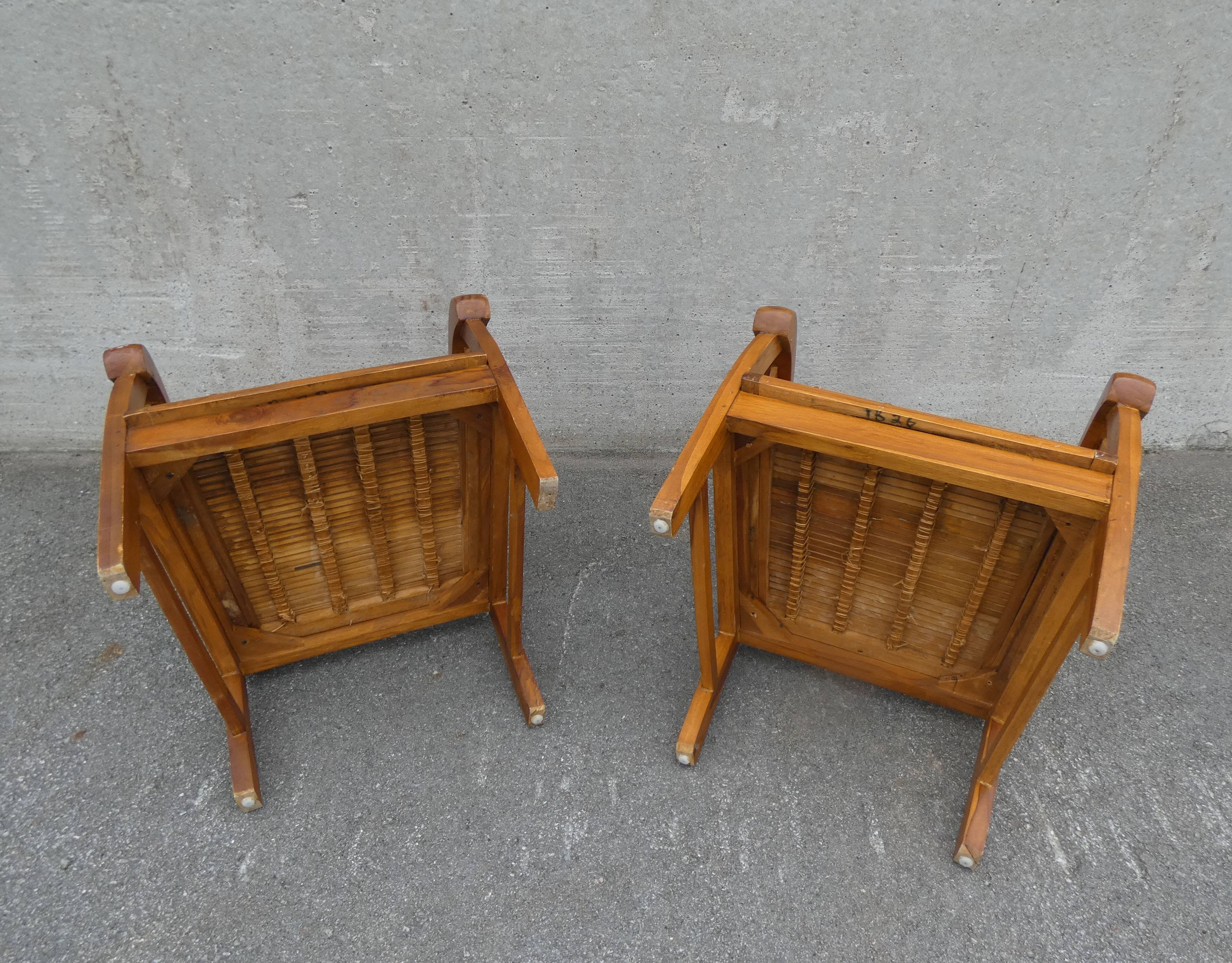 2 colonial bamboo and teak armchairs