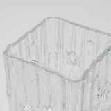 Peill & Putzler Modern Square Op Art Vase in Frosted Glass, Germany, 1970s