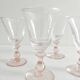 4 verres à vin pied rose en verre bullé vintage