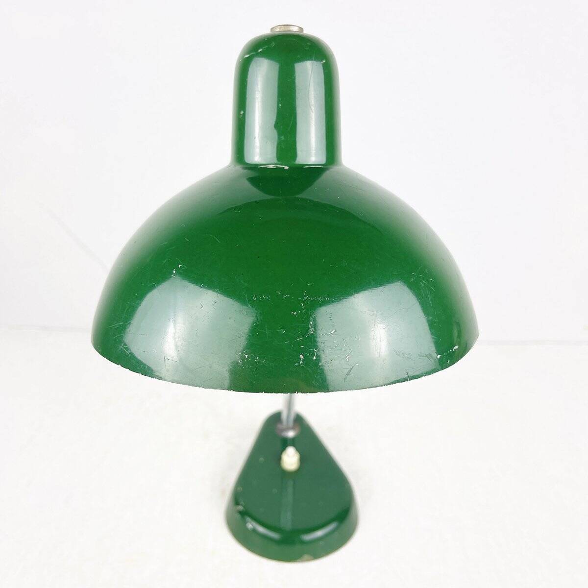 Mid-century green metal ministerial desk lamp by A. R. Torino, Italy, 1950s.