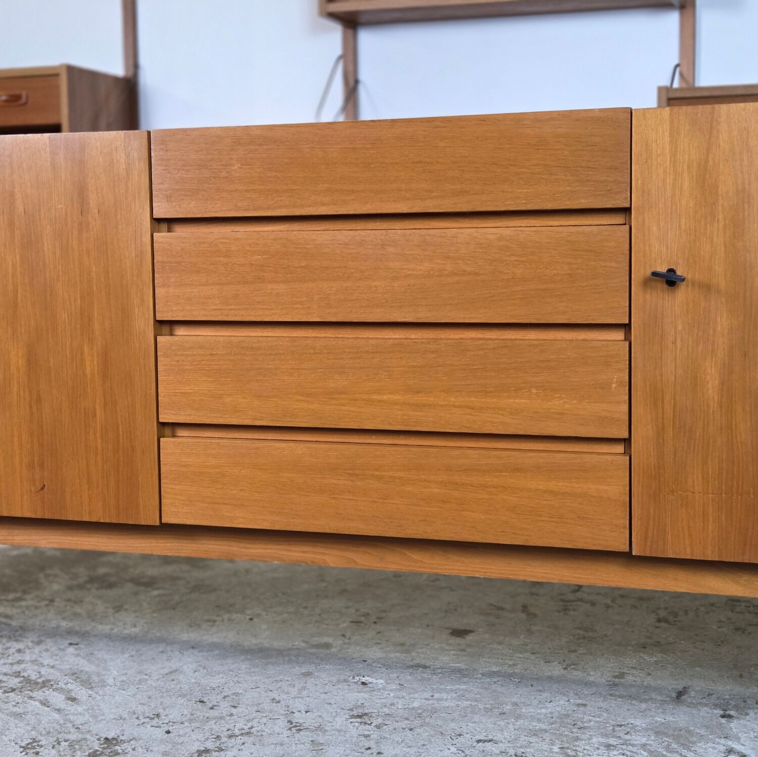 Vintage 60s - 70s German sideboard, walnut TV cabinet