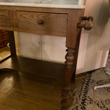 Bathroom cabinet in oak and antique marble