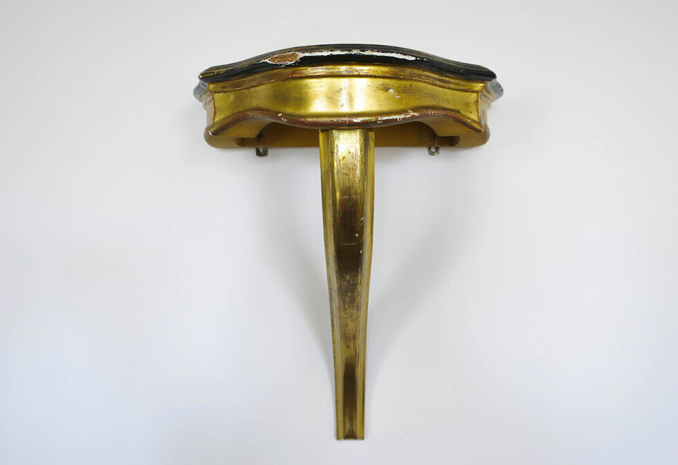 Wall console table in golden wood