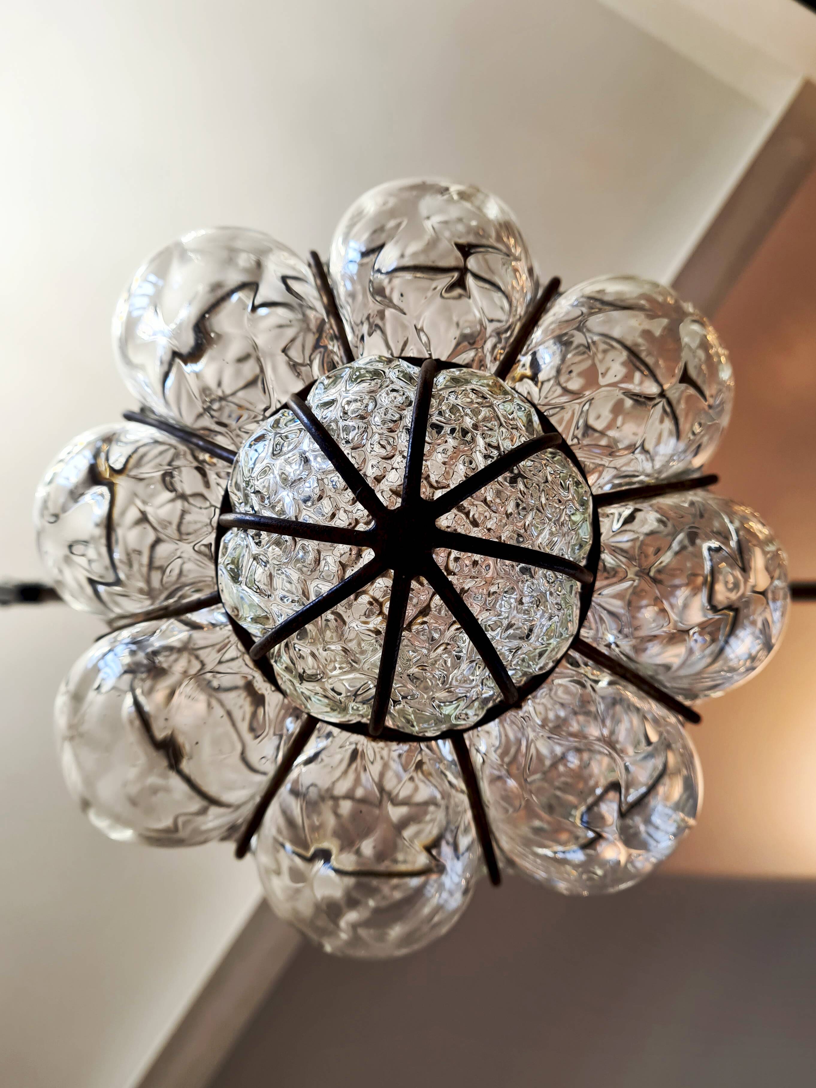 Murano glass hand-blown pendant light, mid-20th century