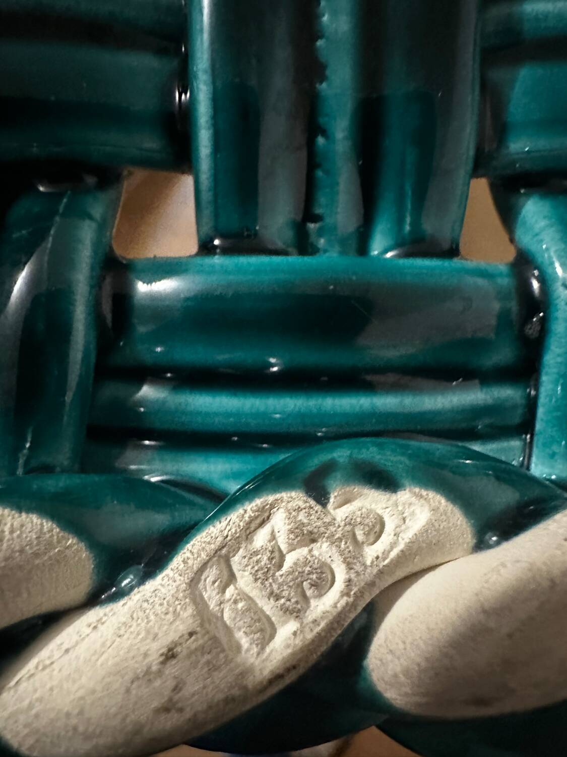 Woven ceramic trivet from Vallauris in the Massier style.