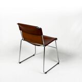 Set of 4 vintage Italian chrome & leather chairs 1970s