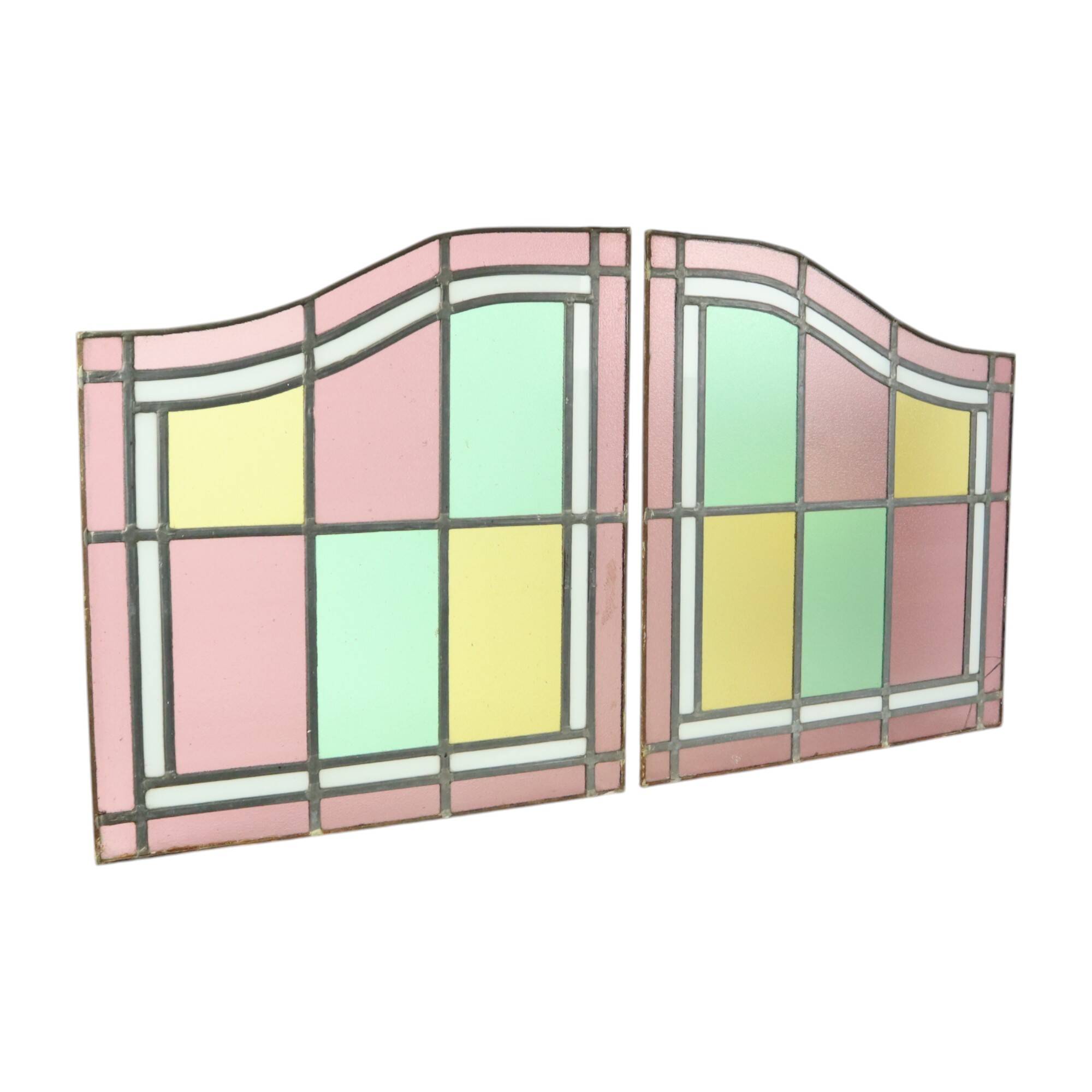 Vintage Stained Glass Window Stained Glass Set of 2 Classic Style 92x50cm