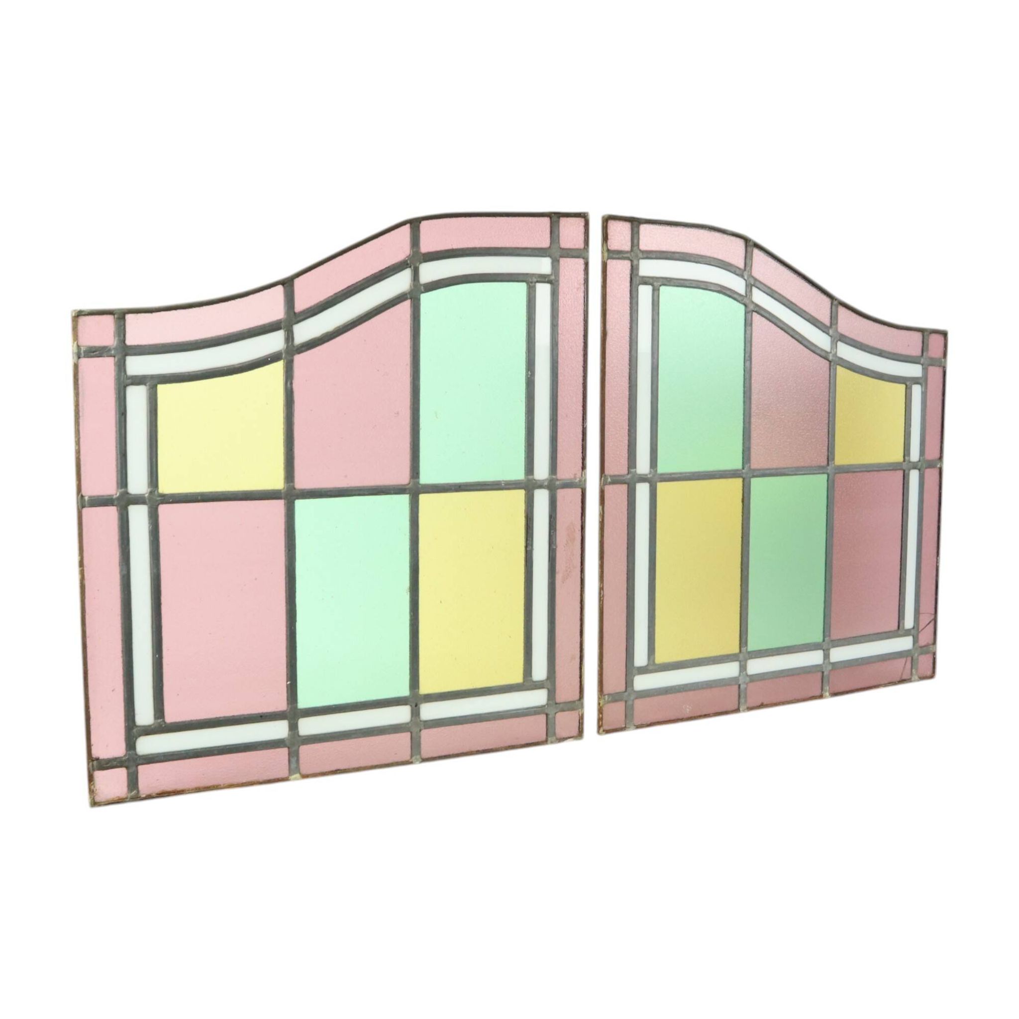 Vintage Stained Glass Window Stained Glass Set of 2 Classic Style 92x50cm