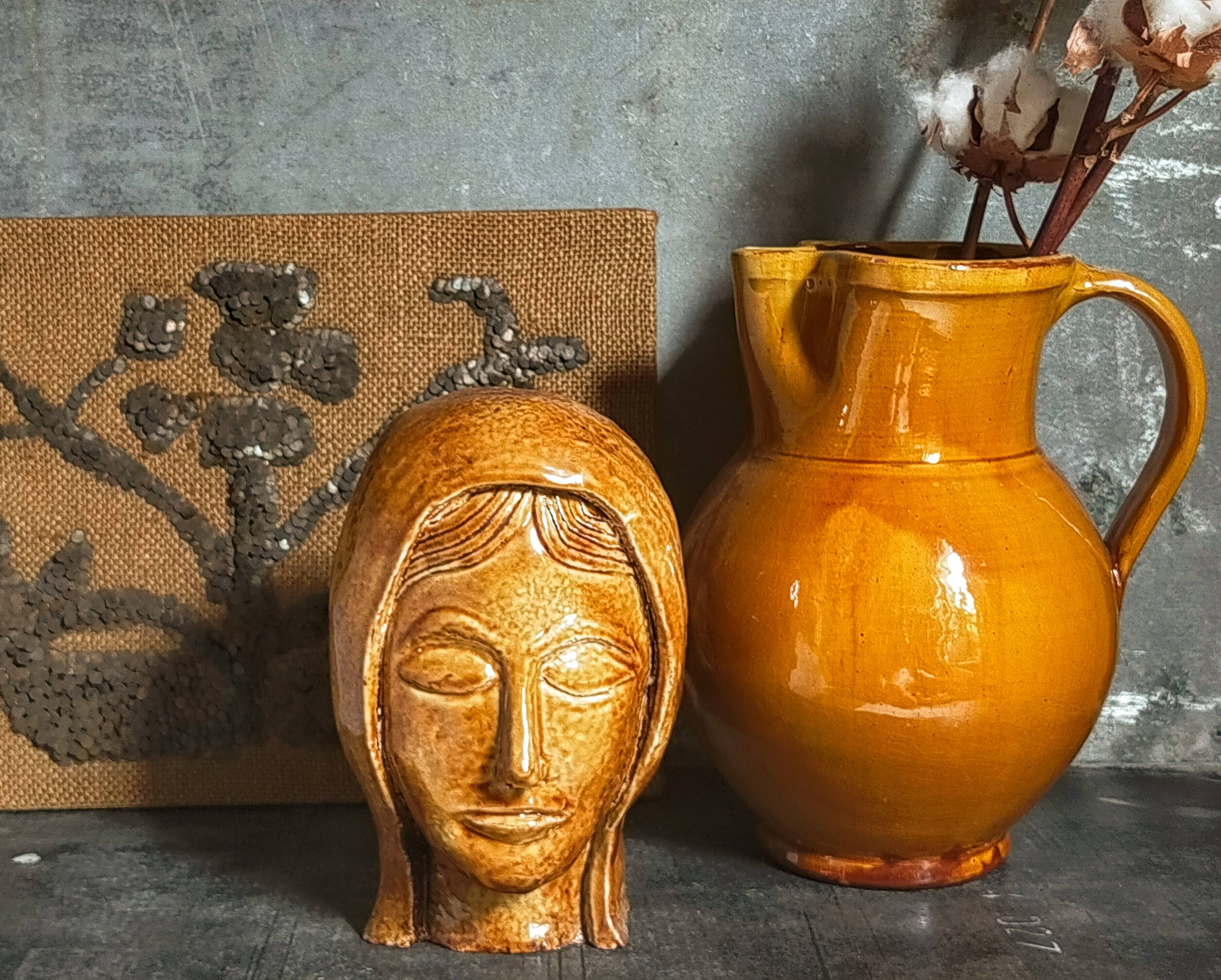 XXL pitcher vintage Provencal pottery from Salernes