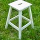 Vintage workshop stool white painted wood