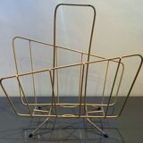 Collector vintage 60s magazine holder in gold painted metal