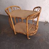 Vintage rattan serving trolley