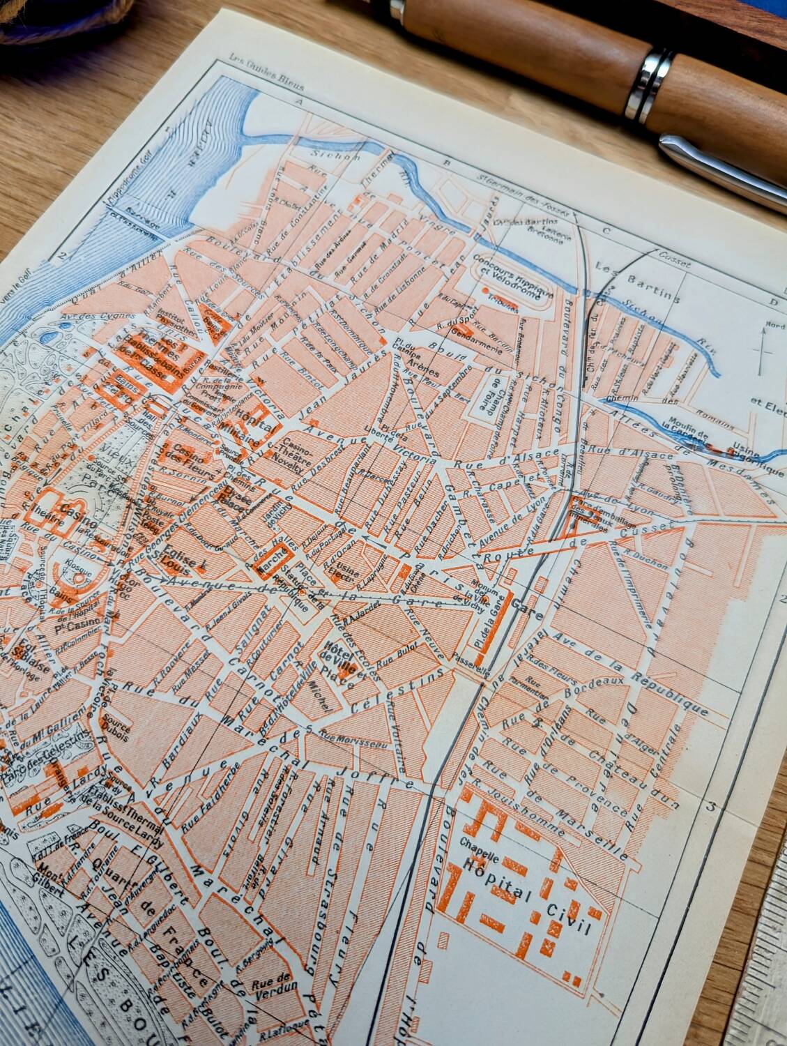 Printed in 1931, map of Vichy, Allier.