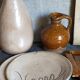 Duo of ceramic plates decorated with vintage foliage