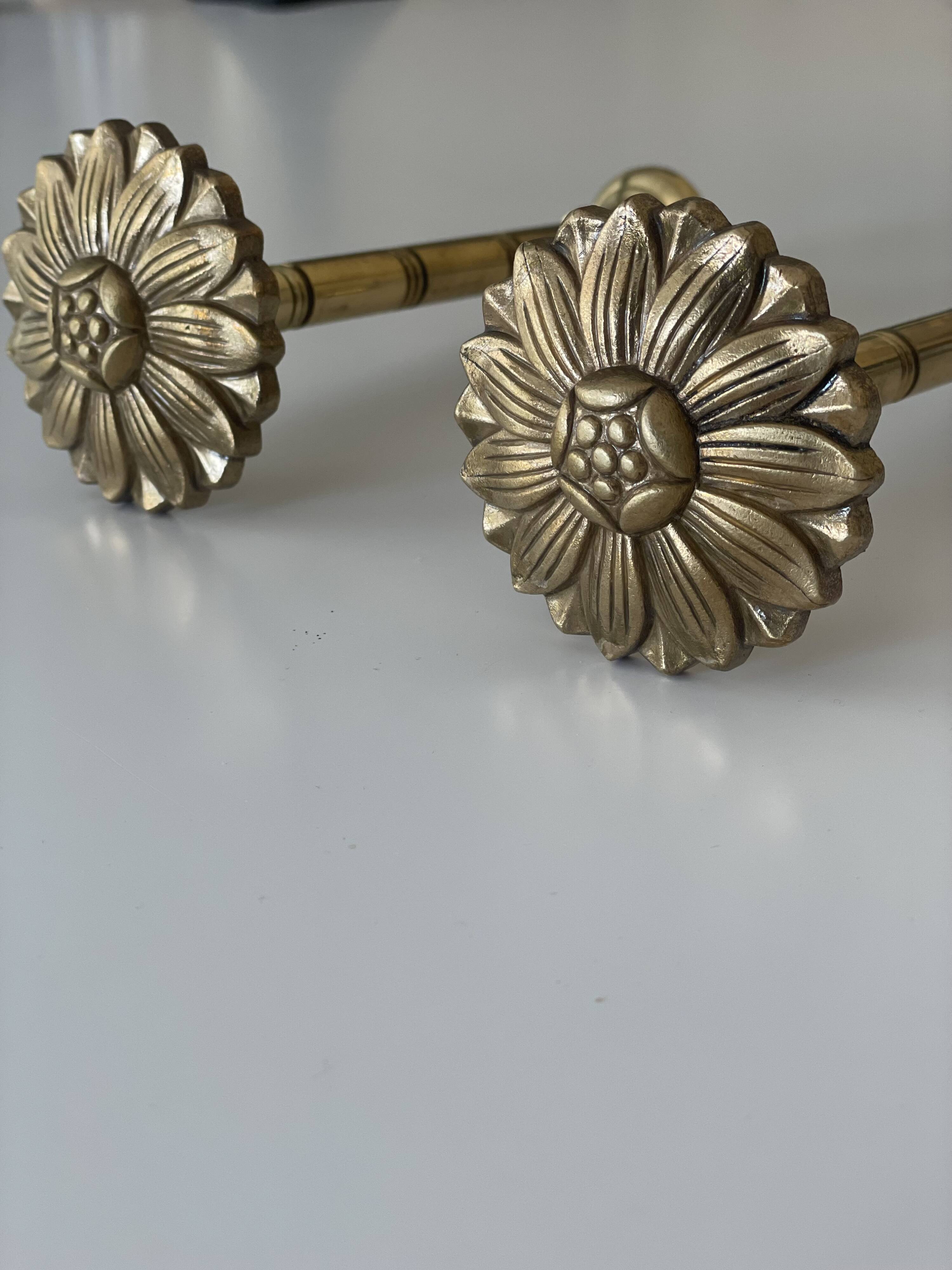 2 vintage gold brass hooks for coat rack or curtains