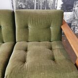 Scandinavian velvet and wood sofa