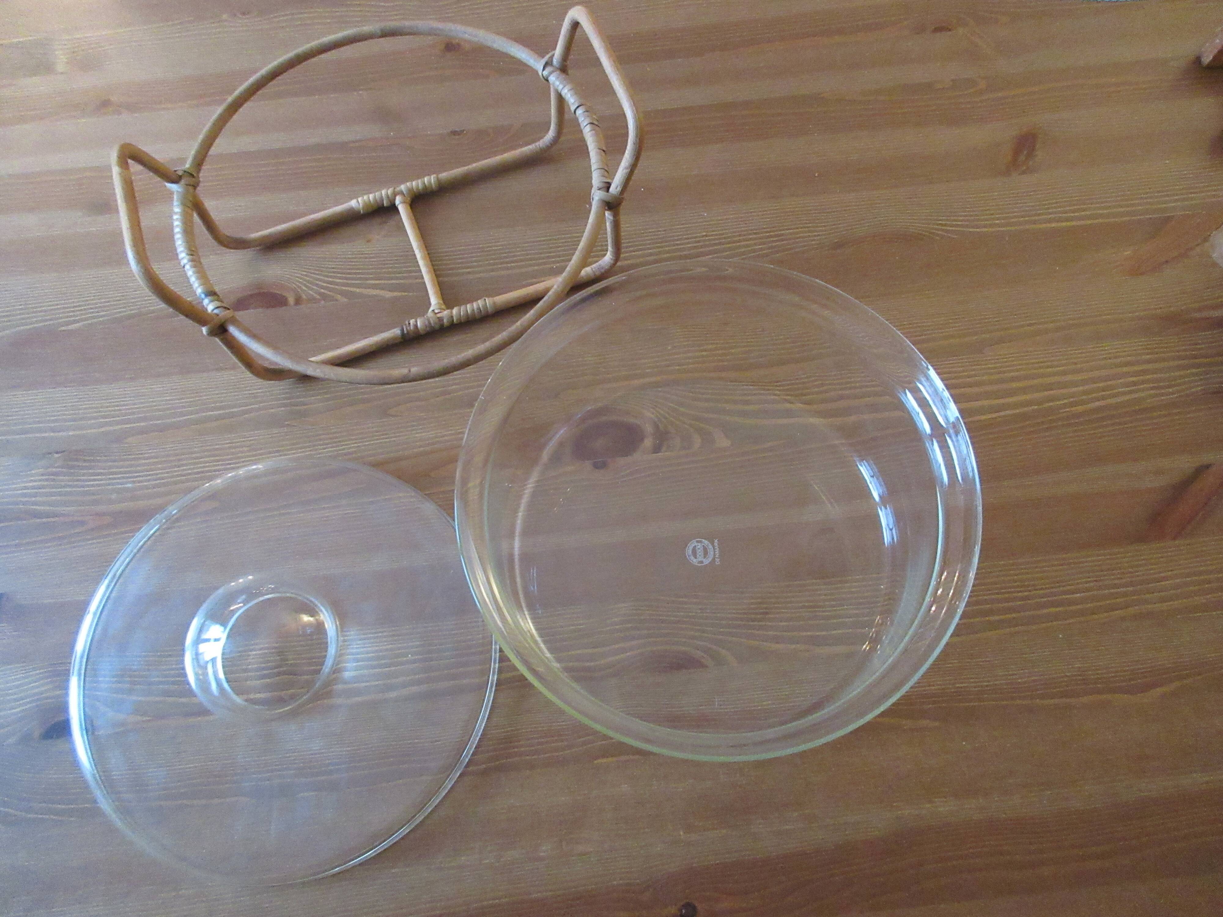 Vintage Bodum glass and rattan vegetable