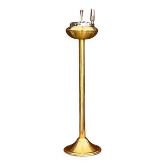 Brass footed ashtray, chrome metal, match display from the 60s and 70s.