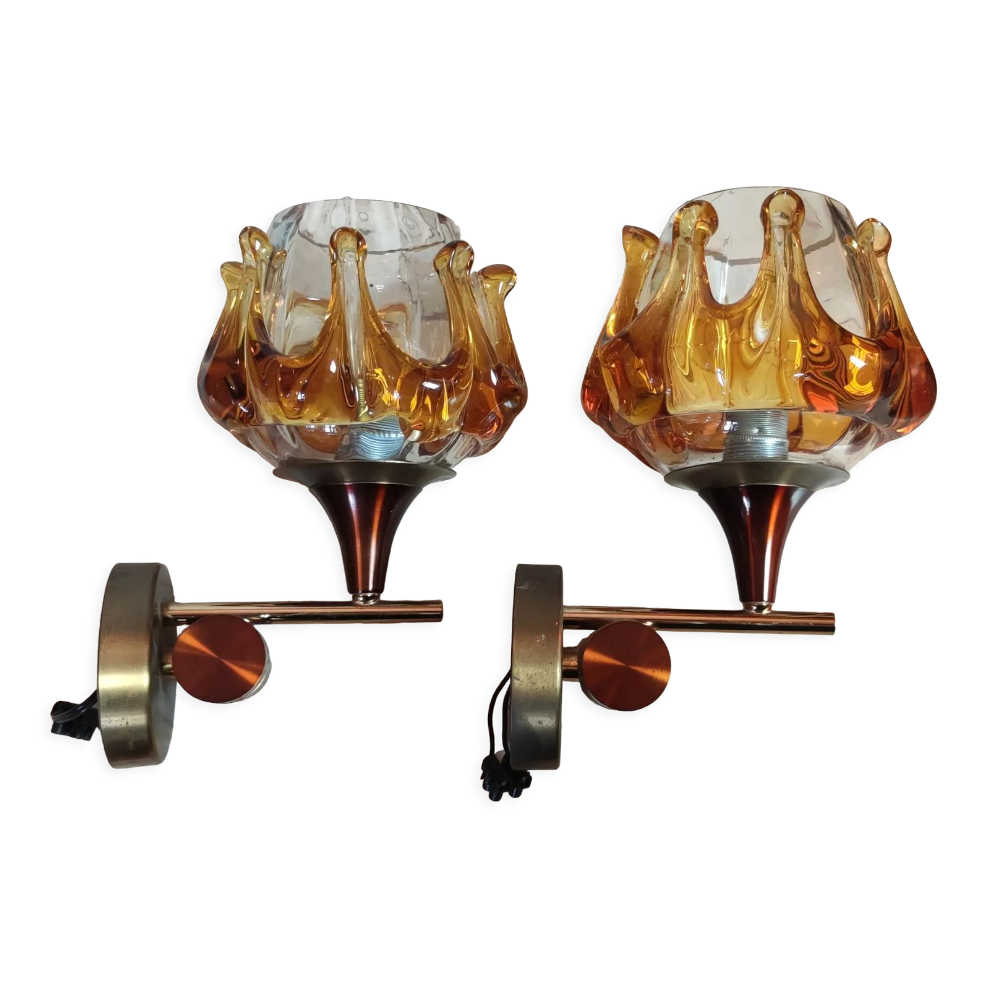 Pair of wall lamps Murano Mazzega, 1970