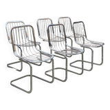 6 chaises design métal années 70