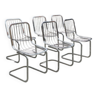 6 metal design chairs 70s