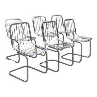6 chaises design métal années 70