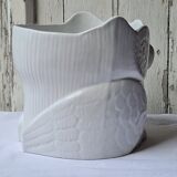 Owl pot cover, white ceramic owl