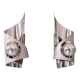 Pair of brushed aluminum wall lights, 1970s