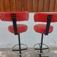 pair of high stools, leather, vintage, industrial