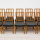 10 antique Josef Frank model 620 chairs in walnut wood from Svenskt Tenn.