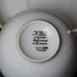 6 CUPS and undercups in NBD Limonges porcelain, hand illuminated, floral patterns