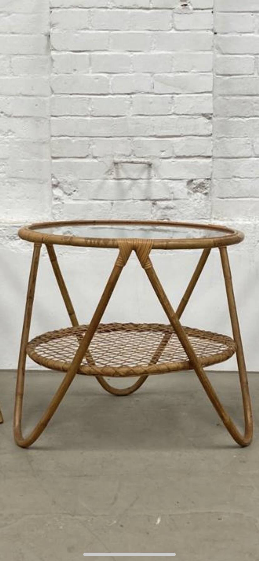 Set coffee table and rattan chairs