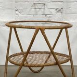 Set coffee table and rattan chairs