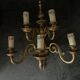 Large Pair of Dutch Style 5-Branch Wall Lights in Brass, Gilded Bronze, 19th Century