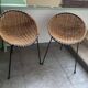 Paire de fauteuils rotin et acier  seventies