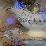 Mozart pattern earthenware gravy boat stamped Sarreguemines