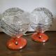 2 space age orange table lamps, 1960s, West Germany